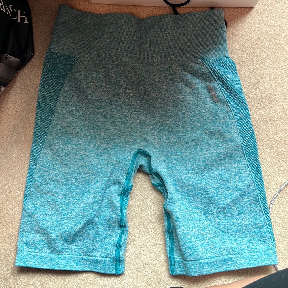 New Gymshark Flex Cycling Shorts Teal Marl/Light Grey